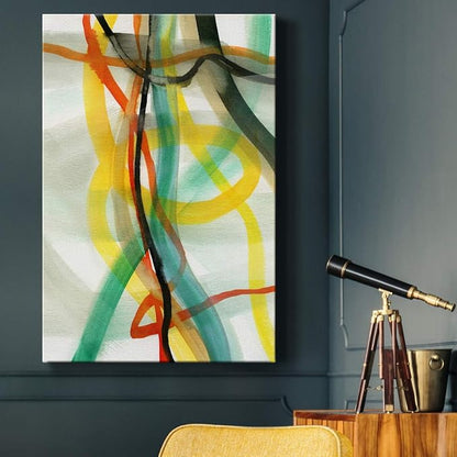 Renditions Gallery Canvas Wall Art Paintings for Wall Decorations Colorful Intersecting Lines Inkten Abstract Wall Hanging Artwork for Bedroom Living Room Office Kitchen - 24"x36" LT02