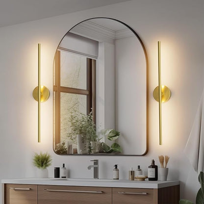 28In Gold Bathroom Vanity Light Fixtures Over Mirror Hardwired ED 360° Rotatable Modern Bathroom Sconces 3000K Warm Light