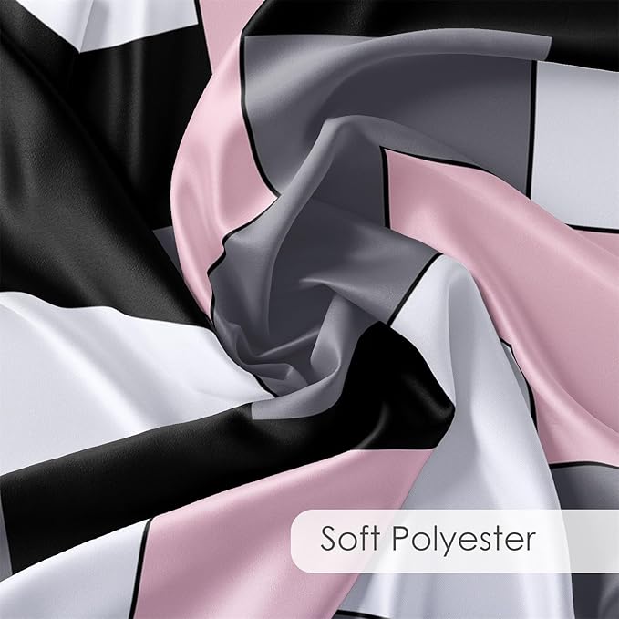 HVEST Modern Pink Shower Curtain with Hooks, Grey Black and White Abstract Geometric Shower Curtain for Bathroom, Mid Century Minimalist Bathroom Decor Curtains, 60W X72L inches