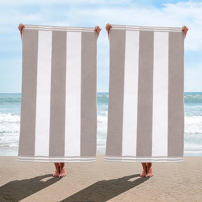 Superior Oversized Beach Towel, Light Grey (Set of 2)