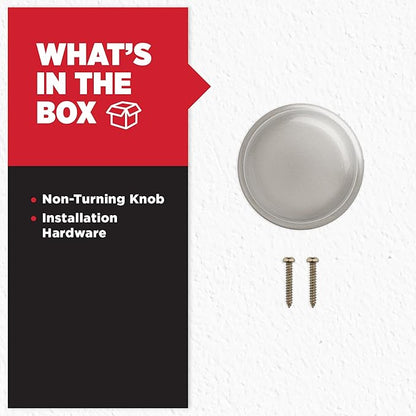 Kwikset Juno Dummy Door Knob, Single Sided Handle for Closets, French Double Doors, and Pantry, Satin Nickel Non-Turning Interior Push/Pull Door Knob, with Microban Protection (Pack of 4)