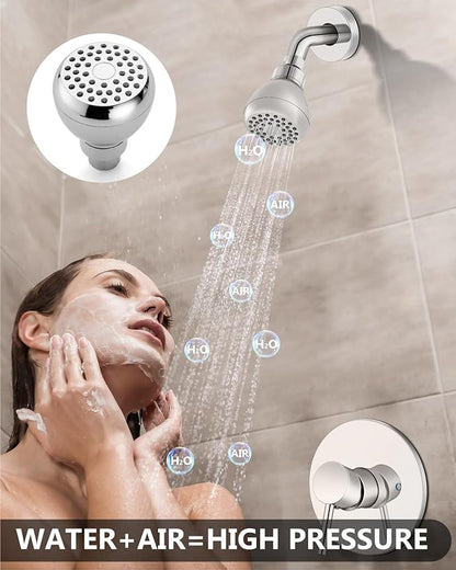 Shower Faucet with Valve, Shower Valve Kit and Head, Single Handle Shower Faucet Set with Rough-In Valve, Shower Trim Kit, Polish Chrome