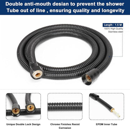 NearMoon HandHeld Shower Head, Luxury High Pressure Shower Kit with Wall Connector and Hose Set, for Bathroom Showering System Contemporary Square Style (Matte Black)