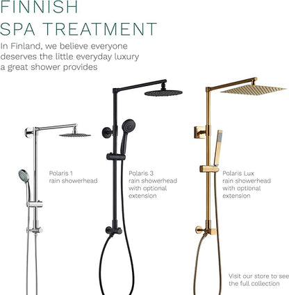 Fennocasa Polaris 3 Rain Shower System, 8” Rainfall Shower Head and Handheld Shower Combo, includes 3-Setting Handheld Spray, Height Adjustable Shower Wand Holder, 60” Hose (2.5 GPM Matte Black)