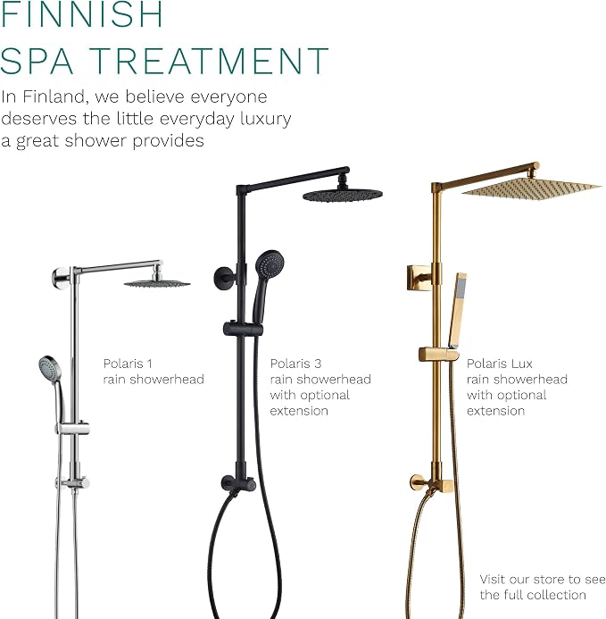 Polaris Lux Rain Shower System, includes 10” Square Rainfall Shower Head and Handheld Shower Combo, Height Adjustable Spray Holder, Retrofit, 60” Hose (2.5 GPM Brushed Gold)