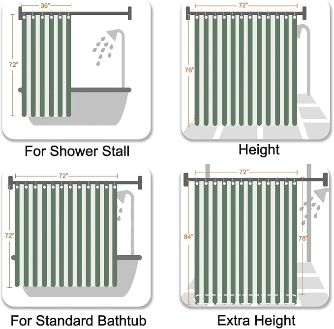 Dark Green Floral Eucalyptus Shower Curtain with Hooks, 72x72 Inch | Waterproof Fabric, Watercolor Leaves and Floral, Botanical Style, Machine Washable, Quick-Drying, for Hotel Bathroom