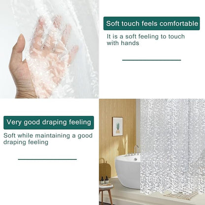 Shower Curtain Liner, 100% Waterproof Eva Shower Curtains with 3 Duty Heavy Bottom Magnets and 12 Rust Proof Grommets, 72x72 Weighted Shower Liner for Shower Stall, Bathtubs