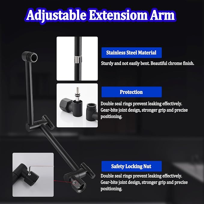 All Metal Rain Shower Head with Handheld Combo, YDmeet 10 Inch Rainfall Shower Head, Stainless Steel Hand Wand, 3 Setting Diverter, Adjustable Extension Arm w/Lock Joints, 71" Extra Long Hose, Black