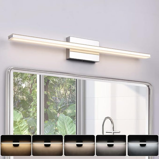 LED Modern Bathroom Vanity Light Fixtures 24W Dimmable 5CCT LED Vanity Light Bar Over Mirror Matte Black Wall Light for Bathroom 31.5 inch Long