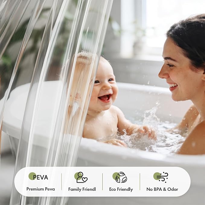 Bathway Shower Curtain Liner Clear Shower Curtain Liner 72x72 PEVA Plastic Shower Liner Waterproof Shower Curtain Liner with 3 Magnets and 12 Rustproof Grommets, Lightweight Shower Liner Bathroom