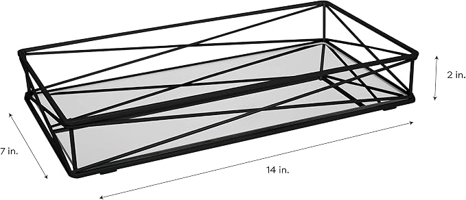 Tank Matte Black, for Perfume, Jewelry, Toiletries, Bathroom, Coffee Table, Decor Vanity Tray