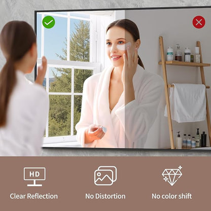 YIROMAN Bathroom Mirror 36"x40", Matte Black Bathroom Mirror for Over Sink with Aluminum Frame, Rectangular Vanity Mirror with Right Angle, Wall Mirror Hangs Horizontal or Vertical, Shatterproof