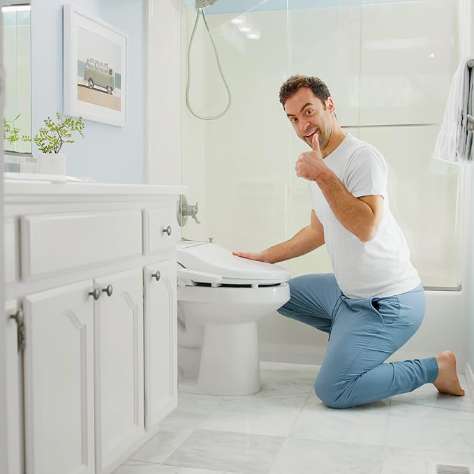 BidetMate 1000 Series Electric Bidet with Dryer, Heated Smart Toilet Seat with Heated Water, & Side Control Panel - Adjustable and Self-Cleaning Smart Home Device - Elongated
