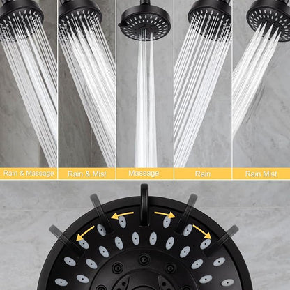 AISOSO Shower Head 2PCS,5-Mode High-Pressure Showerhead 4.1",Matte Black