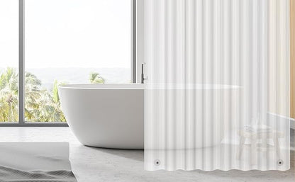 EHZNZIE Shower Curtain Liner Light Weight PEVA, Shower Liner 36x72 Inches, Waterproof, No Chemical Smell with 12 Rust Proof Metal Grommets for Bathroom Shower Curtain, Clear