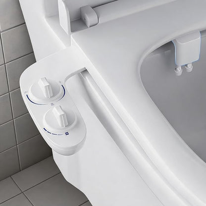 Bidet Attachment for Toilet, Non-Electric Dual Nozzle Bidet Sprayer with Adjustable Water Pressure, Cold Water Toilet Seat Attachment for Feminine and Personal Hygiene