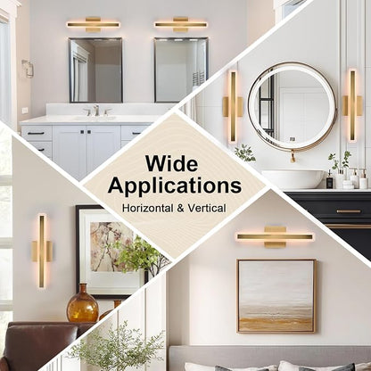 15.7 Inch Modern Bathroom Vanity Light, 20W Dimmable LED Vanity Lights 2700K-5500K, Brushed Brass LED Bar Lights Wall Sconces Bath Light Fixtures Over Mirror for Bathroom Cabinets Bedroom