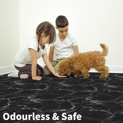 Art3d 30-Pack Peel and Stick Vinyl Floor Tiles, 12 x 12 in, Dark Marble | Anti-Slip, Waterproof, Stain-Resistant, Simple to Clean, Durable, Premium Vinyl, Ideal for Kitchen, Dining Room, Bedrooms