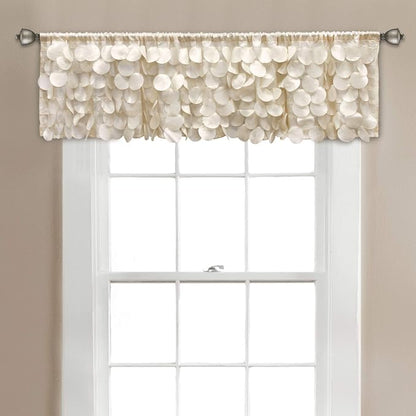 Lush Decor Gigi Valance Curtain Single 70" W x 14" L Ivory - Cream Valances for Windows - Vintage Kitchen Curtains - Glam Decor - Bathroom Valance
