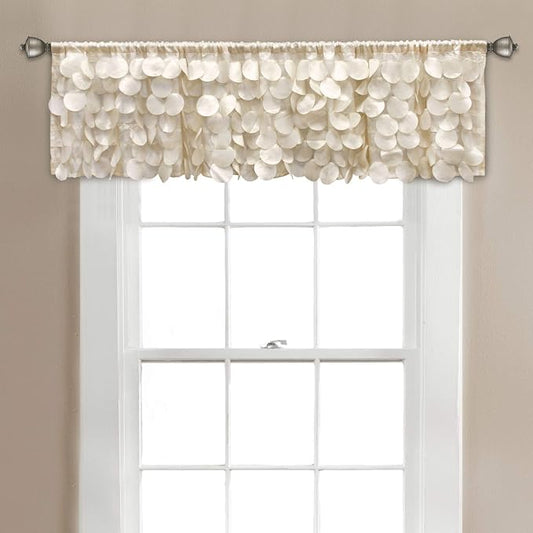 Lush Decor Gigi Valance Curtain Single 70" W x 14" L Ivory - Cream Valances for Windows - Vintage Kitchen Curtains - Glam Decor - Bathroom Valance