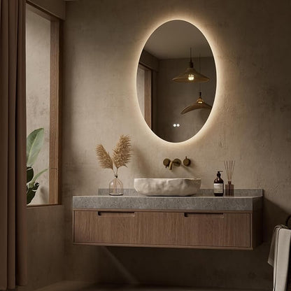 Keonjinn Oval LED Mirror for Bathroom 24" x 36", Backlit Mirror Bathroom with Dimmable 3 Colors Lights, Anti-Fog Tempered Glass Vanity Mirror, UL Listed LED Driver, Plug in/Hardwired