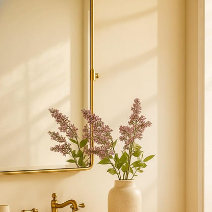 TEHOME 20x30'' Pivot Rectangle Bathroom Vanity Mirror Brushed Gold Rounded Corner Metal Framed Tilting Beveled Vanity Wall Mirrors