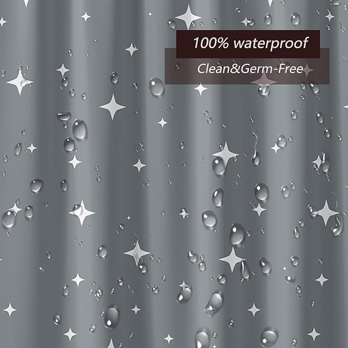 Black Shower Curtain Liner, 4G PEVA Shower Liner, Plastic Peva Waterproof Shower Curtains, 72x72 inch with Grommet Holes 3 Magnetic Weights