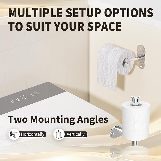 5-Piece Bathroom Hardware Set, Adhesive or Drill Wall Mount, Chrome | Adjustable Towel Bar, Toilet Paper Holder, Towel Ring, 2 Towel Hook, 304 Stainless Steel Bathroom Accessories Set