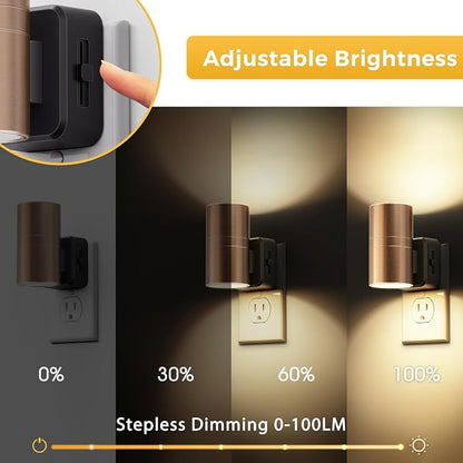 L LOHAS LED Night Light, 2 Pack Night Lights Plug into Wall | Automatic Dusk to Down Nightlight, 3000K Soft White 0-100LM Dimmable Modern Nightlight for Kids Bedroom Hallway