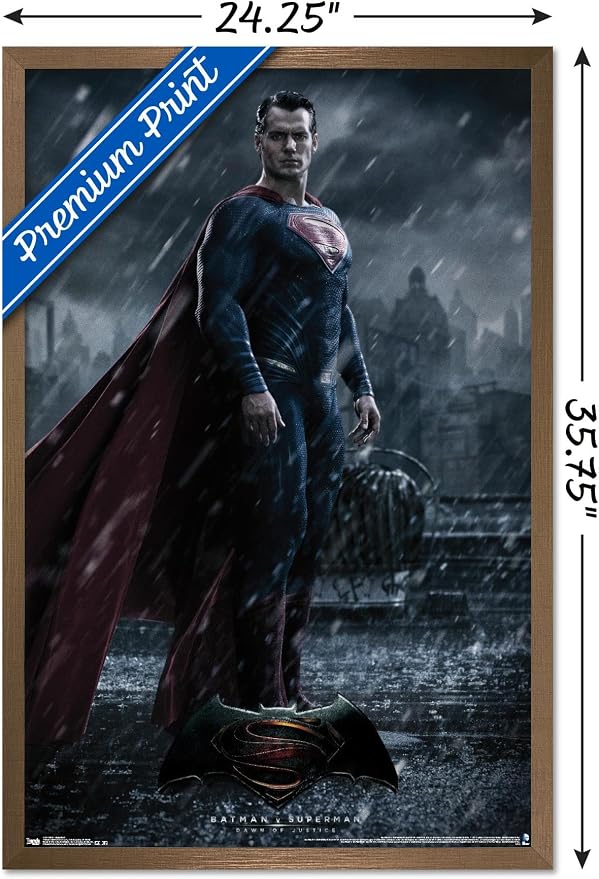 Trends International DC Comics Movie - Batman v Superman - Superman Wall Poster, 22.375" x 34", Bronze Framed Version