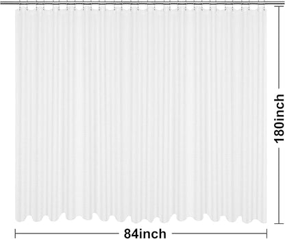 Barossa Design Waffle Weave Clawfoot Tub Shower Curtain 180 x 84 Inch Wrap Around - Extra Long & Extra Wide, Heavyweight Fabric, Washable, Water Repellent, with 36 Hooks Set, White, 180x84