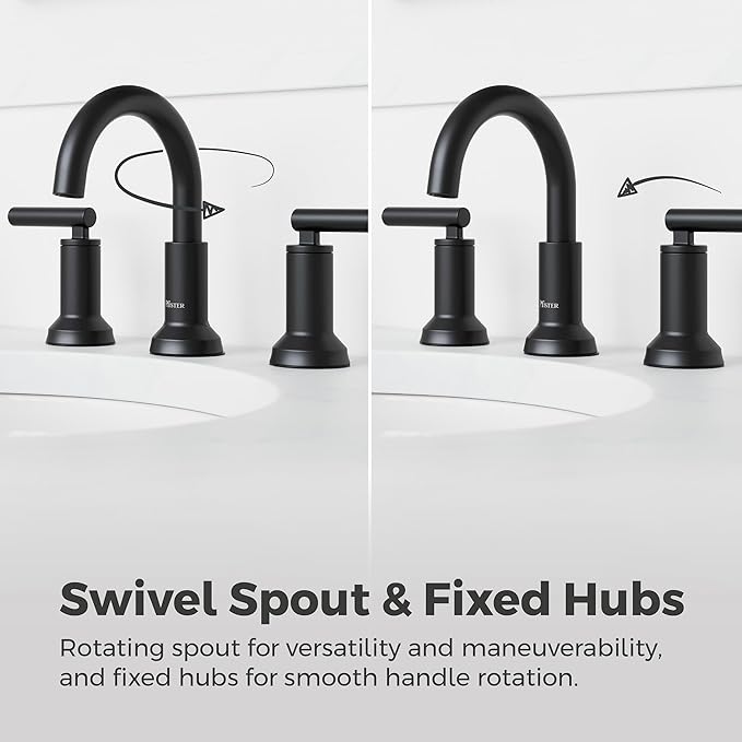 Pfister Capistrano Bathroom Sink Faucet, 8-Inch Widespread, 2-Handle, 3-Hole, NSF Certified, Spot Defense Matte Black Finish, LF049CSOSDB