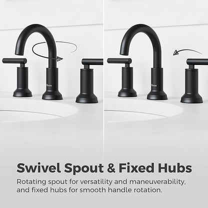 Pfister Capistrano Bathroom Sink Faucet, 8-Inch Widespread, 2-Handle, 3-Hole, NSF Certified, Spot Defense Matte Black Finish, LF049CSOSDB