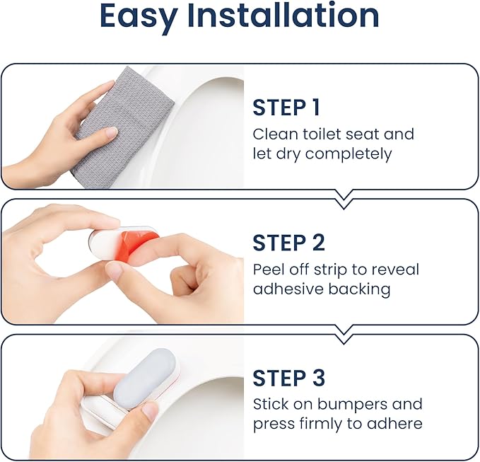 Luxe Bidet 4 Piece Universal Non-Slip Toilet Seat Bumpers with Strong Adhesive