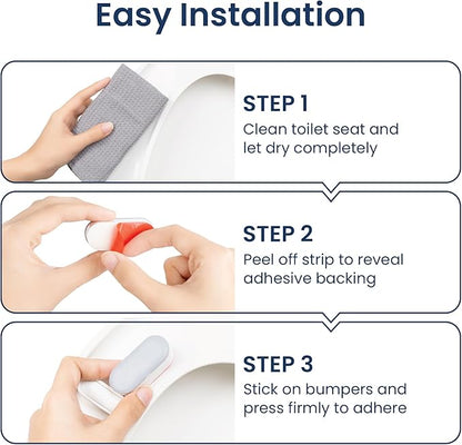 Luxe Bidet 4 Piece Universal Non-Slip Toilet Seat Bumpers with Strong Adhesive