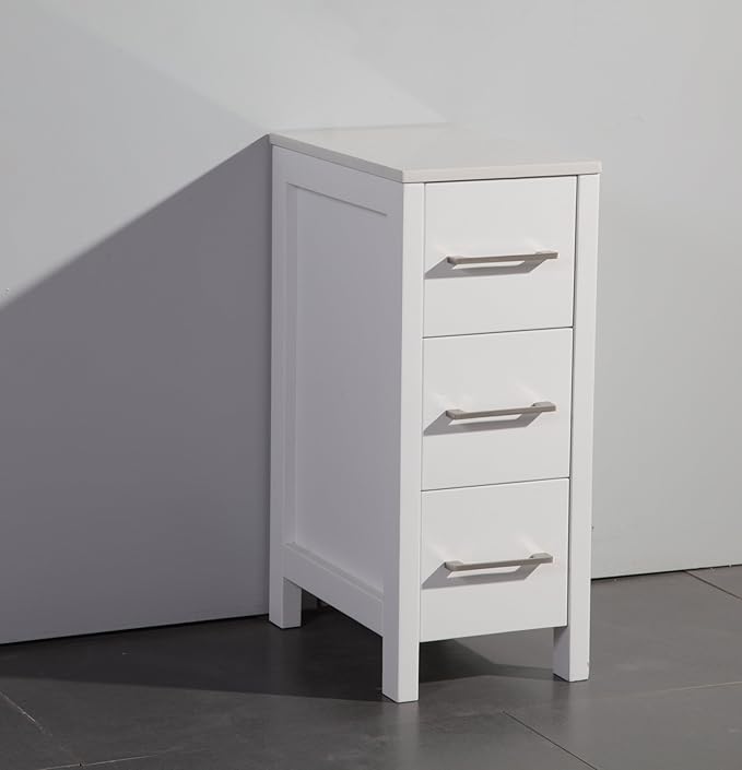 Vanity Art 84 Inch Under Mount Double Sink Bathroom Vanity Cabinet with 2 Mirrors, Ceramic Top Bathroom Cabinet Compact Set with 10 Dovetail Storage Drawers and Brushed Nickel Handles, VA3030-84-W