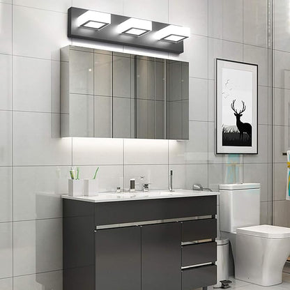 Ralbay 3 Light Dimmable Bathroom Vanity Light LED Modern Matte Black Vanity Wall Light Acrylic Stainless Steel Bathroom Vanity Lighting Fixtures