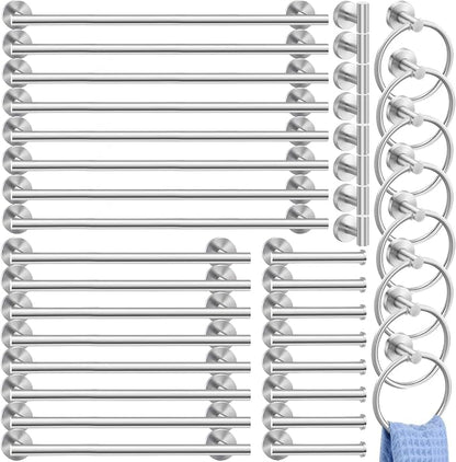 Gisafai 40 Pcs Brushed Nickel Bathroom Accessories Hardware Set Silver Towel Racks for Bathroom SUS304 Stainless Steel 23.6 Inch Brushed Towel Bar Ring Toilet Paper Holder Robe Hooks for Wall Mounted