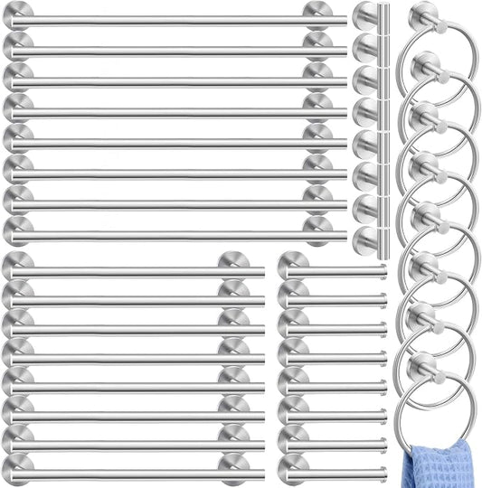 Gisafai 40 Pcs Brushed Nickel Bathroom Accessories Hardware Set Silver Towel Racks for Bathroom SUS304 Stainless Steel 23.6 Inch Brushed Towel Bar Ring Toilet Paper Holder Robe Hooks for Wall Mounted