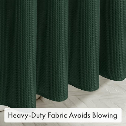 AmazerBath Dark Green Shower Curtain Waffle Textured, Deep Green Shower Curtain Fabric Thick Heavy Duty 240GSM, Hotel Quality Bathroom Shower Curtains, Premium Polyester, 72 x 72 Inches
