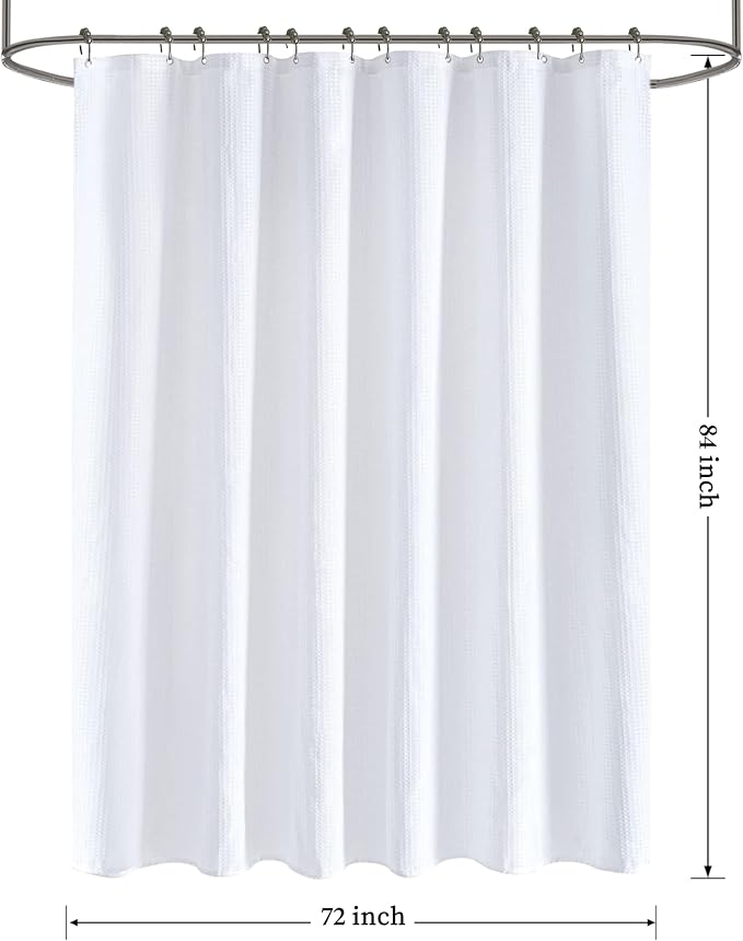 Tititex Solid White Cloth Fabric Shower Curtain Liner with 2 Magnets - Texture Pressure Bubble Soft Hotel Quality Waterproof Shower Liner, Light-Weight & Machine Washable 72x84 inch
