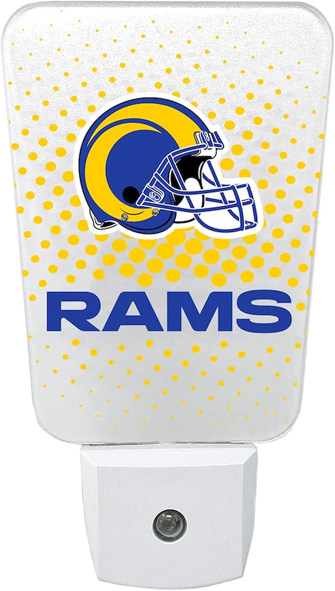 Party Animal NFL Team LED Night Light, LA Rams | Energy-efficient LED light with auto-sensor & 3 light settings; Slim 5-inch design fits standard outlets for indoor use