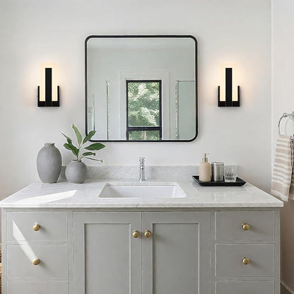 Modern LED Wall Sconces, 3000K Warm White Indoor Black Wall Light, 8W Acrylic Hardwired Wall Mounted Lights for Hallways, Bedrooms, Hallways,Corridor,Home Room Decor