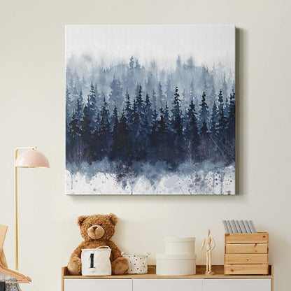 Renditions Gallery Indigo Forest Wall Art, Premium Gallery Wrapped Canvas Decor, Ready to Hang, 24 in H x 24 in W, Made in America Print