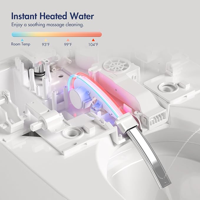 One Piece Smart Bidet Toilet, Foot Sensor Flush, Wash & Dry | Off Seat Auto Flush, Heated Seat, Instant Warm Water, Self Cleaning Wand, Adjustable Wash Settings, Pre Wet, Night Light