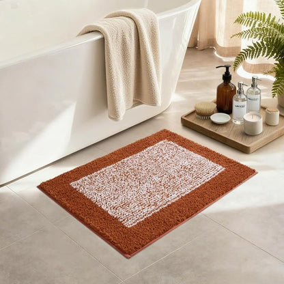 Bathroom Rugs 24x17 Non Slip Washable, Bath Mat for Bathroom Floor Tub, Soft Absorbent Quick Dry Mats for Shower, Bathtub,Home Decor(Coral Orange)