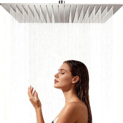 16 Inch Rain Shower Head,Rainfall Showerhead for Bathroom | All Metal 304 Stainless Steel with 324 Silicone Nozzel, Full Body Coverage,Ceiling Mount,Brushed Nickel