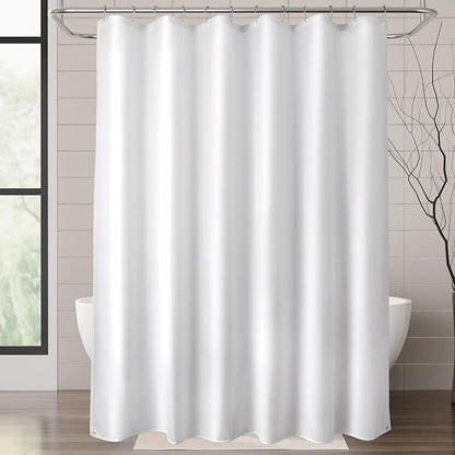 Titanker Extra Long Shower Curtain Liner Washable, 72 x 84 Inches, White Shower Liner Fabric with 2 Magnets, Waterproof Bathroom Long Shower Liner Polyester Soft Lightweight, White