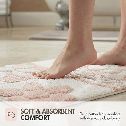 Madison Park Casablanca 100% Cotton Tufted Bathroom Rugs Luxurious Plush Medallion Floral Pattern Bath Mat Absorbent, Quick Dry, Spa Design Shower Room Décor, Rectangle 20" x 30", Pink