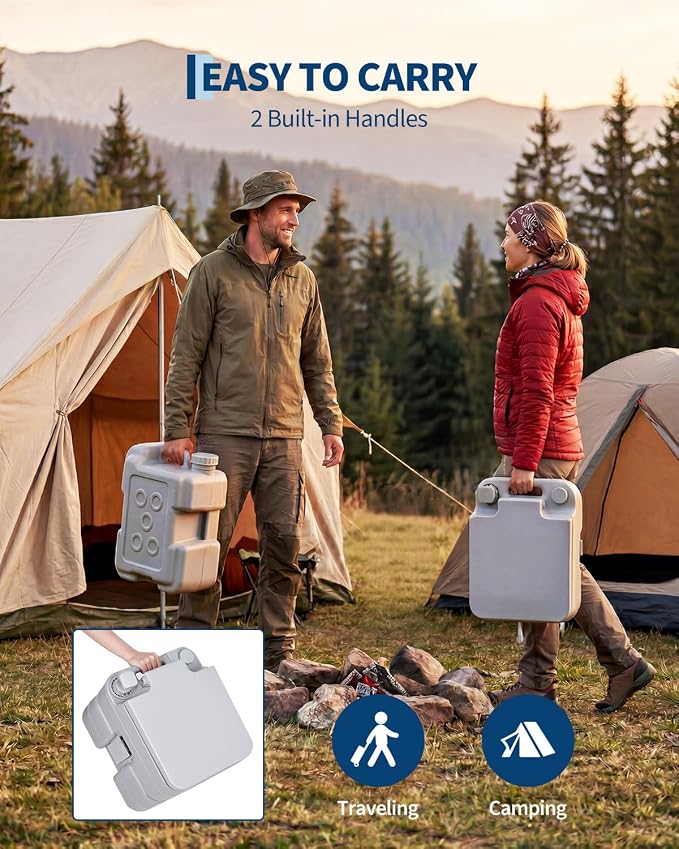 Garvee Portable Travel Toilet, T Outlet Water, RV Potty | 5.3 Gal Waste Water Tank & 3.2 Gal Flush Tank, Indoor Outdoor Push-Button Pressurized Flush Commode for Camping Boating